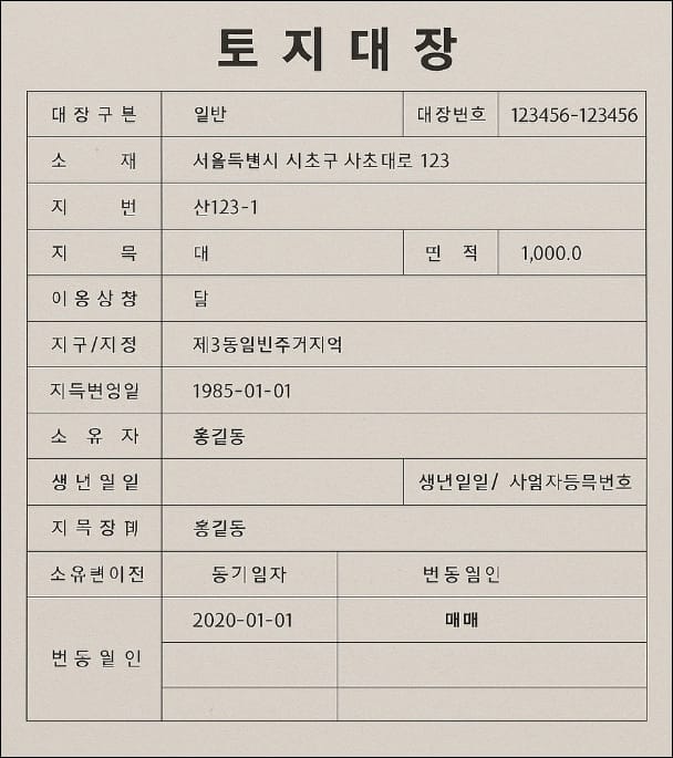 토지대장
