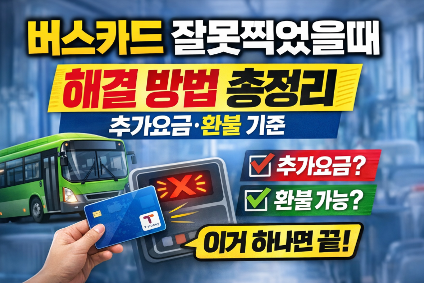 버스카드 잘못찍었을때 해결 방법 총정리 (추가요금 환불 기준)