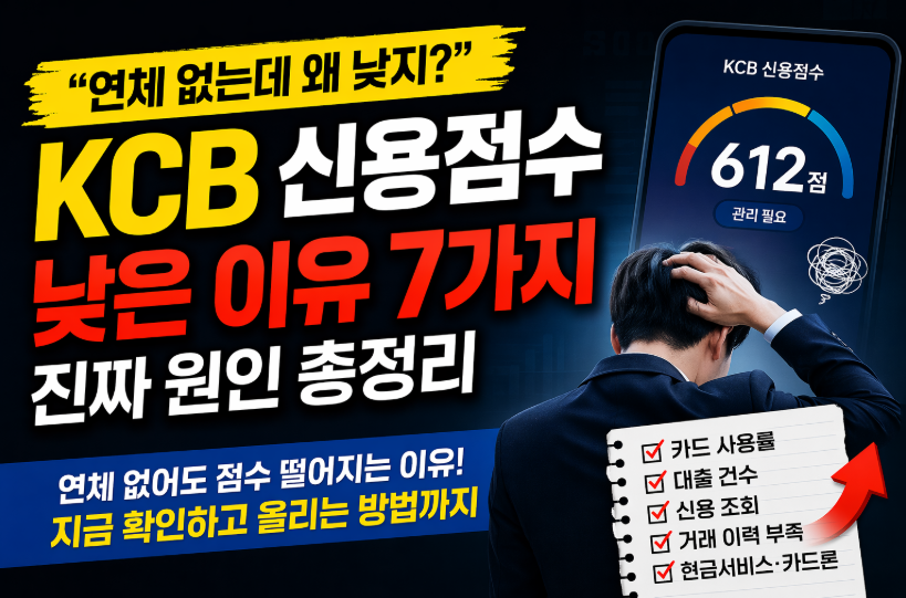 KCB 신용점수 낮은 이유 7가지 (연체 없어도 떨어지는 진짜 원인 정리)
