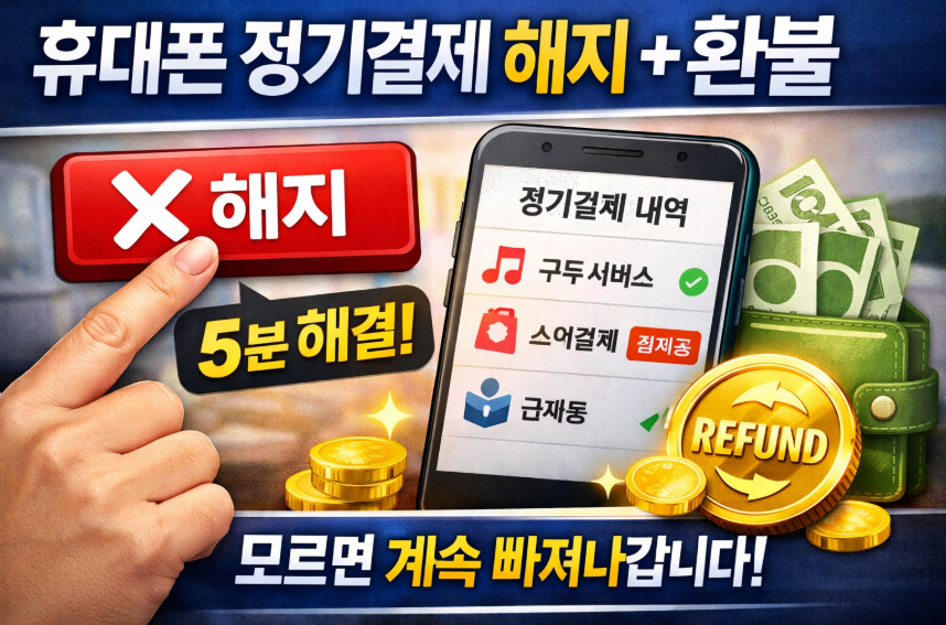 휴대폰 정기결제 해지 어디서 하나요 모르면 계속 빠져나갑니다