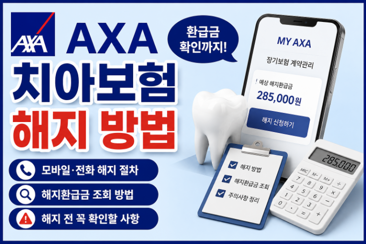 AXA 치아보험 해지 방법 총정리｜모바일·전화 해지 절차 및 해지환급금 확인