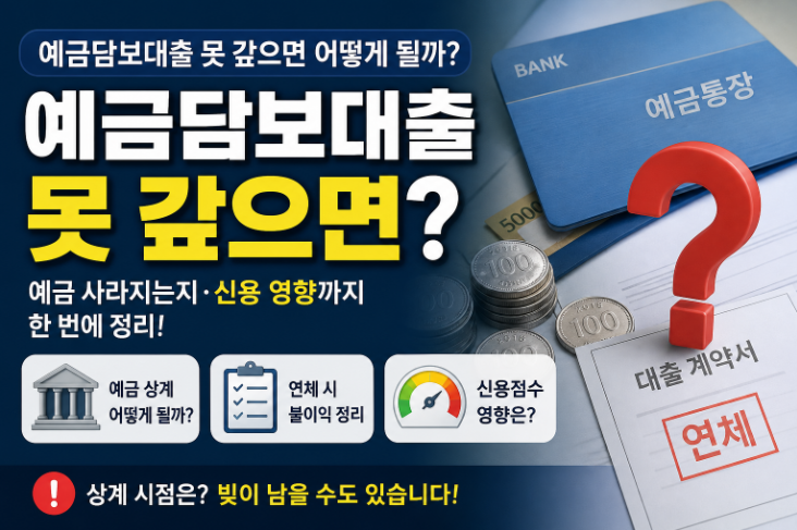 예금담보대출 못 갚으면 어떻게 될까 예금 사라지는지·신용 영향까지 한 번에 정리