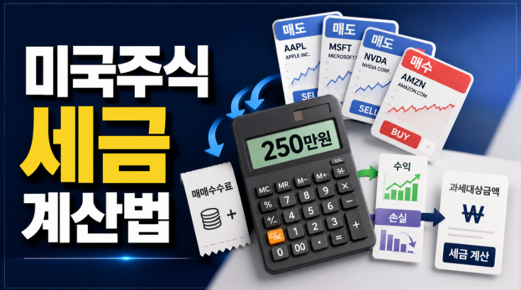 미국주식 양도소득세 계산법, 250만원 공제와 손익통산 기준