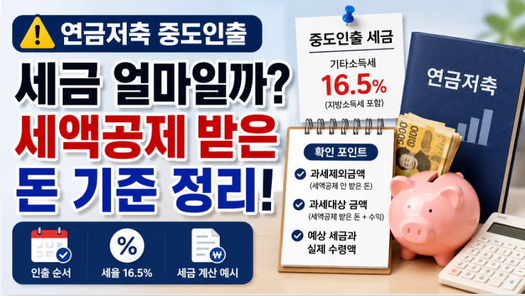 연금저축 중도인출하면 세금 얼마일까 세액공제 받은 돈 기준