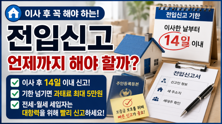 전입신고는 이사 후 언제까지 해야 할까 14일과 대항력 기준