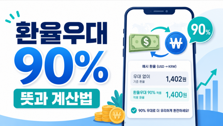 환율우대 90% 뜻은 환전 수수료 실제 계산해보기