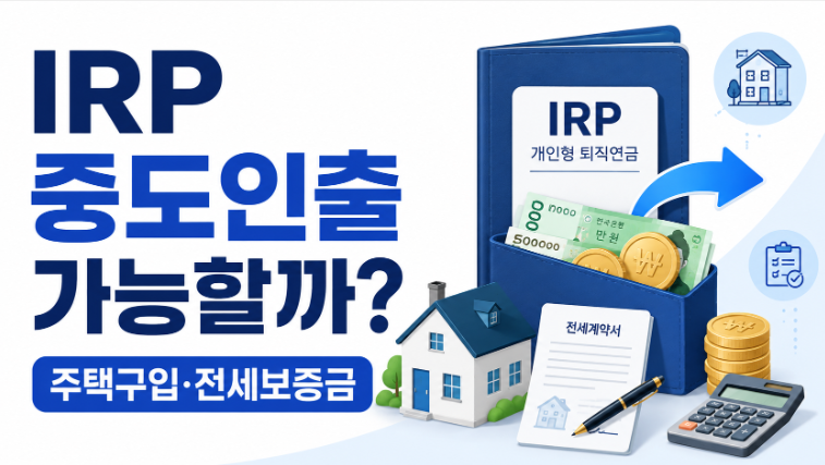 IRP 중도인출 가능할까 주택구입 전세보증금 사유와 세금 정리