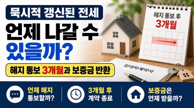 묵시적 갱신된 전세 언제 나갈 수 있을까 해지 통보 3개월과 보증금 반환
