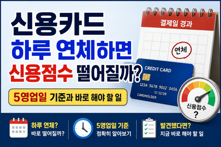 신용카드 하루 연체하면 신용점수 떨어질까 5영업일 기준과 바로 해야 할 일