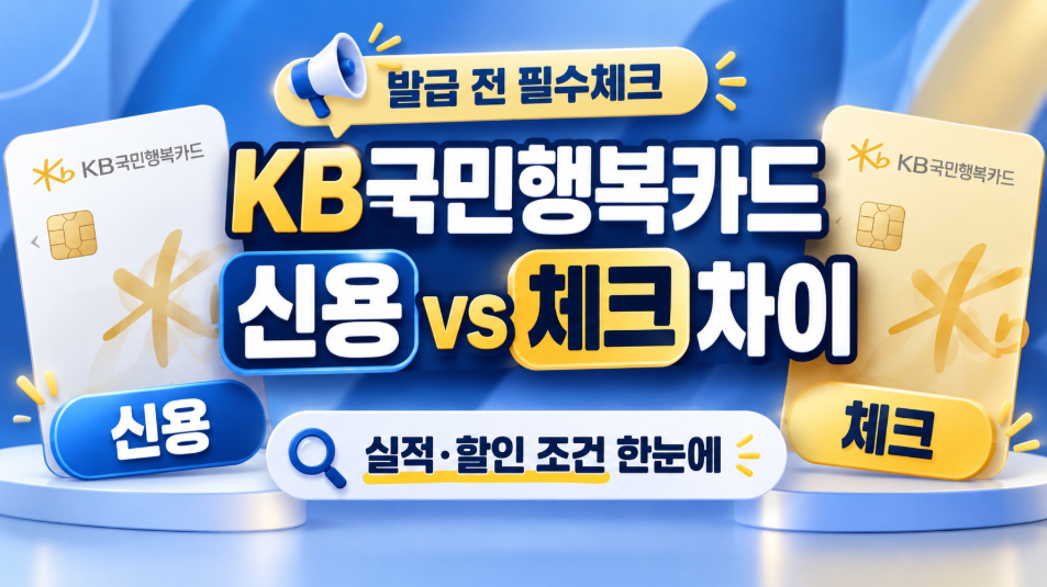 KB국민행복카드 신용 체크 발급 함정, 꼭 체크하세요